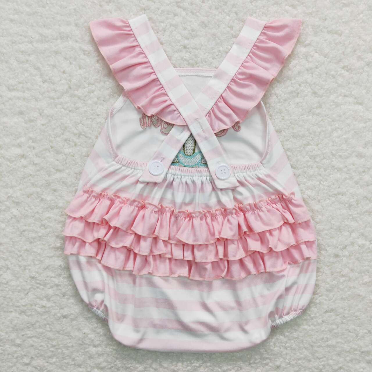 SR0564 Easter He is Risen pink sleeveless girls romper