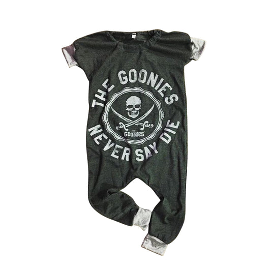 preorder SR0411 Halloween The Goonies Skull Grey Short Sleeves Boys Romper