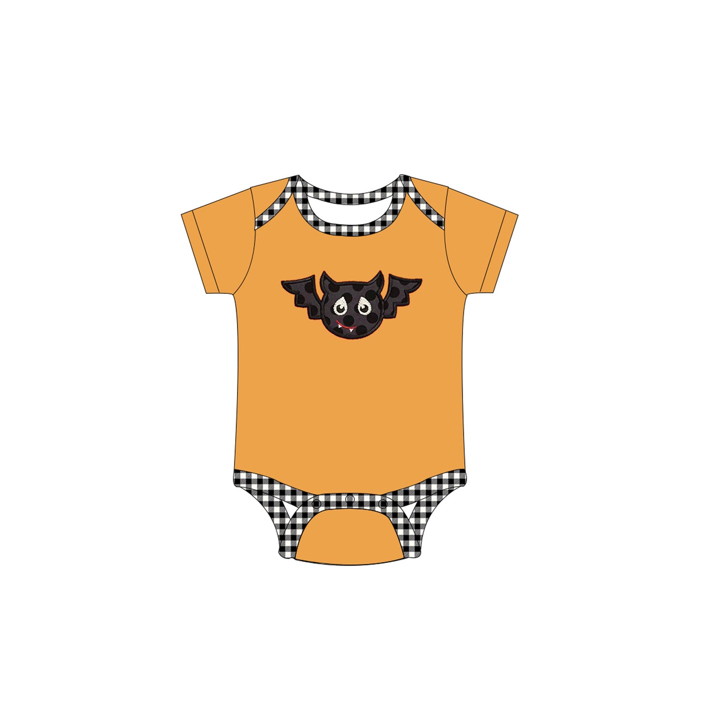 preorder SR0418 Halloween Cartoon Orange Short Sleeve Kids Romper