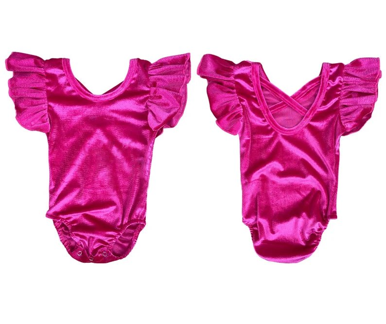 preorder SR0434 Hot pink velvet girls romper