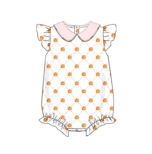 preorder SR0436 Pumpkin pink flutter sleeve girls romper