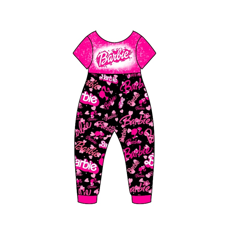 preorder SR0440 BA hot pink short sleeve girls romper