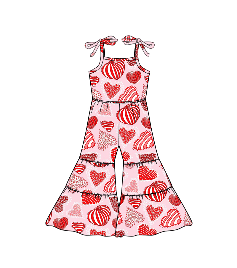 preorder SR0460 Red heart pink girls jumpsuits