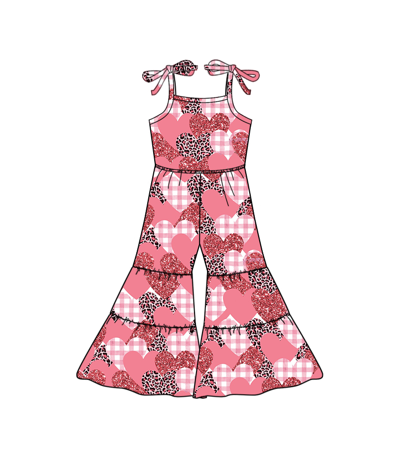 preorder SR0461 Red leopard heart pink girls jumpsuits