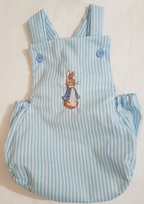 preorder SR0463 Easter rabbit blue sleeveless romper