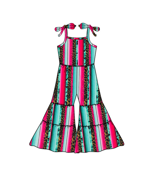 preorder SR0483 Leopard colorful striped girls jumpsuits