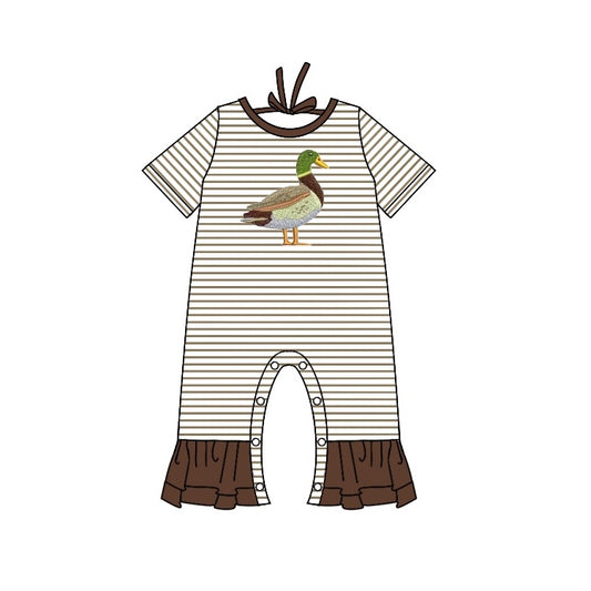 preorder SR0516 Mallard brown striped short sleeve girls romper