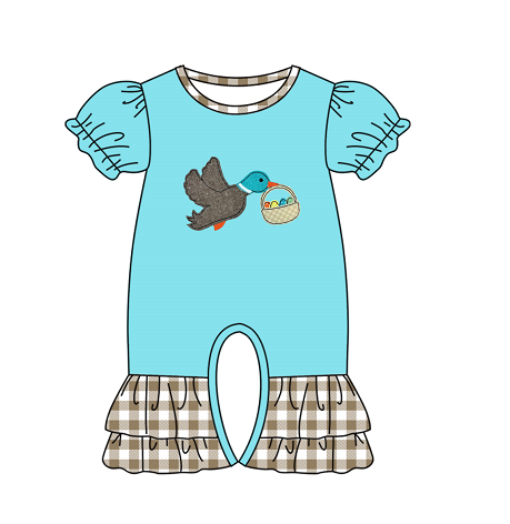 preorder SR0520 Mallard egg blue short sleeve girls romper