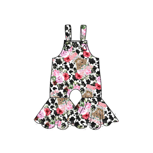 preorder SR0527 Highland cow flowers cow print sleeveless girls jumpsuits