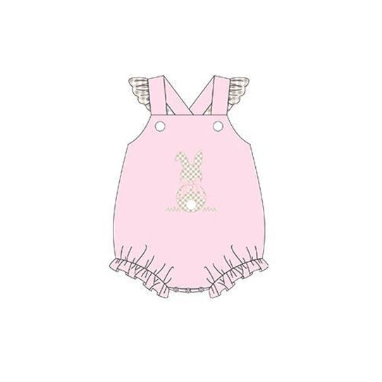 preorder SR05421 Easter rabbit blue sleeveless pink romper