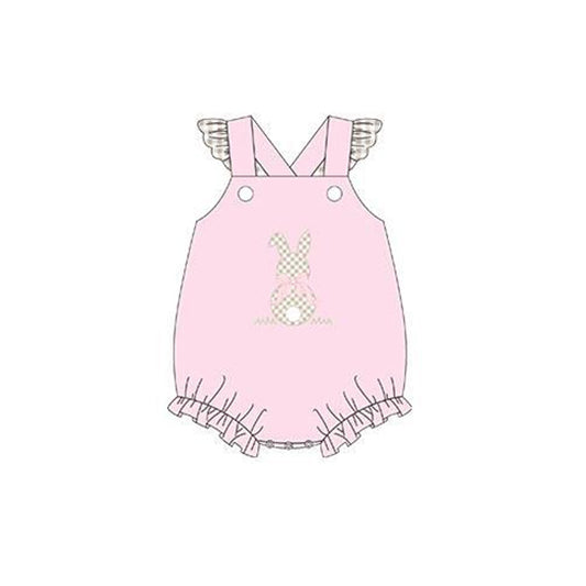 preorder SR05421 Easter rabbit blue sleeveless pink romper