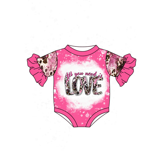 preorder SR0546 All you need is love hot pink short sleeve girls romper