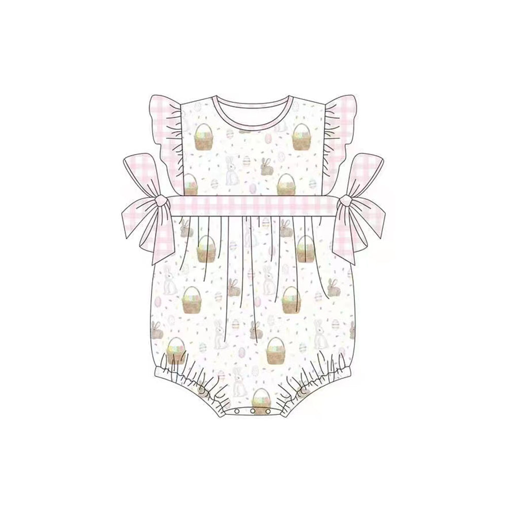 preorder SR0551 Easter rabbit egg flutter sleeve girls romper