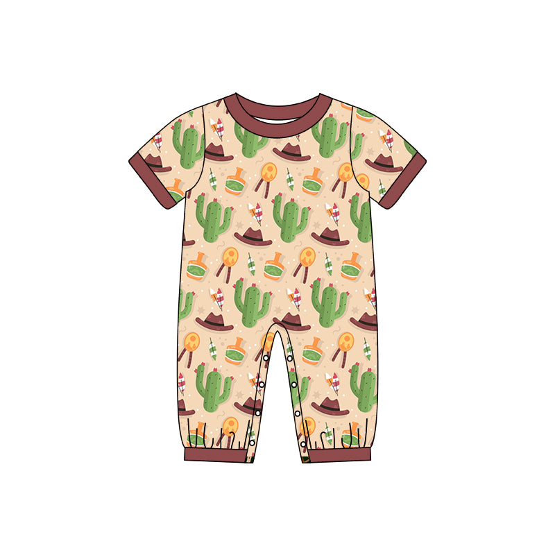 preorder SR0571 Western cactus hat short sleeve kids romper