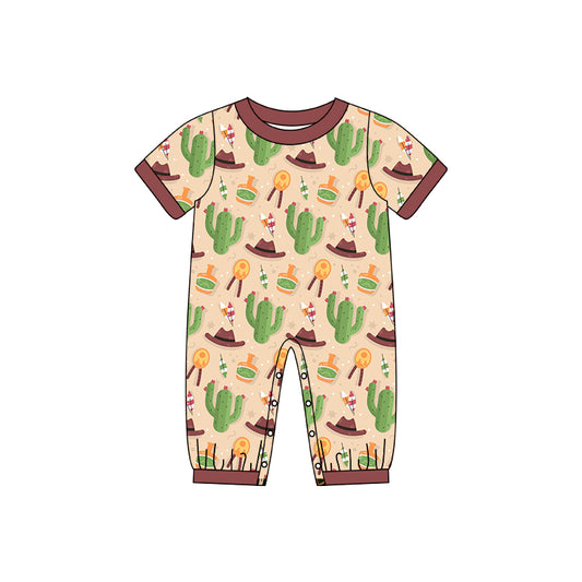 preorder SR0571 Western cactus hat short sleeve kids romper