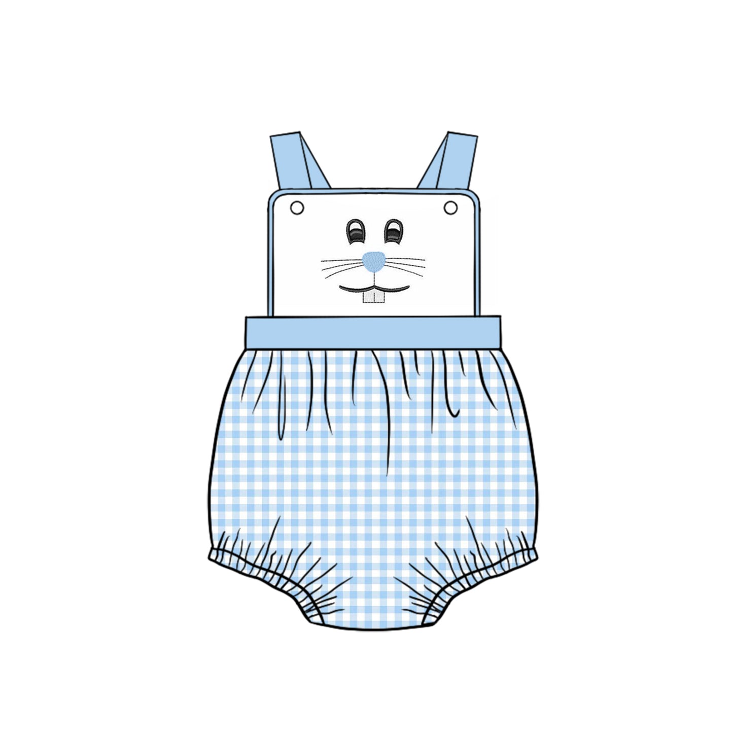 preorder SR0595 Easter rabbit blue checkered sleeveless boys romper