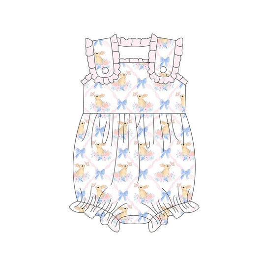 preorder SR0605 Easter cute rabbit pink sleeveless girls romper