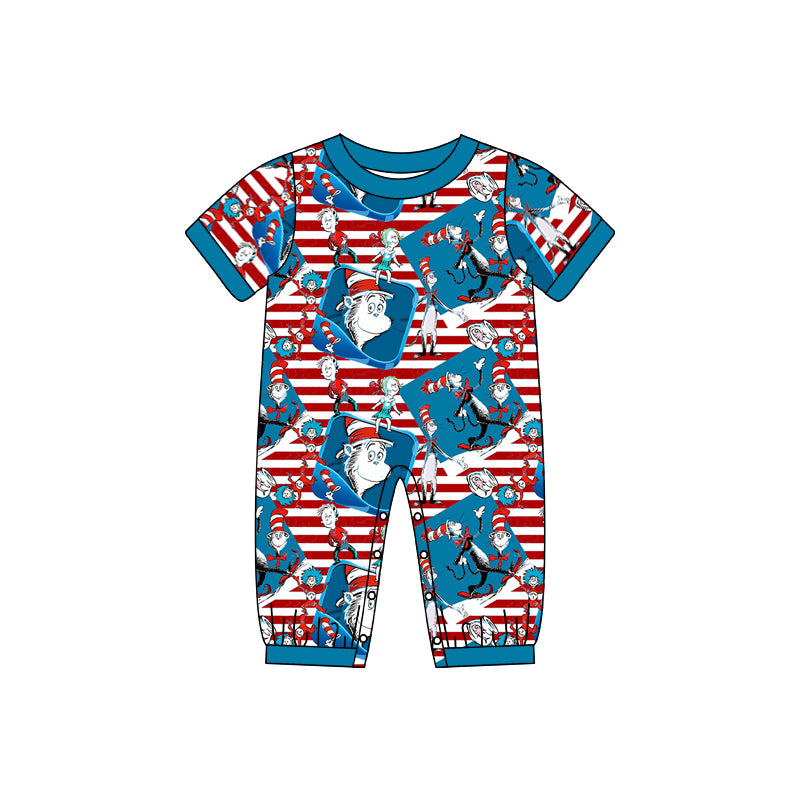 preorder SR0610 Cartoon Dr blue short sleeve kids romper