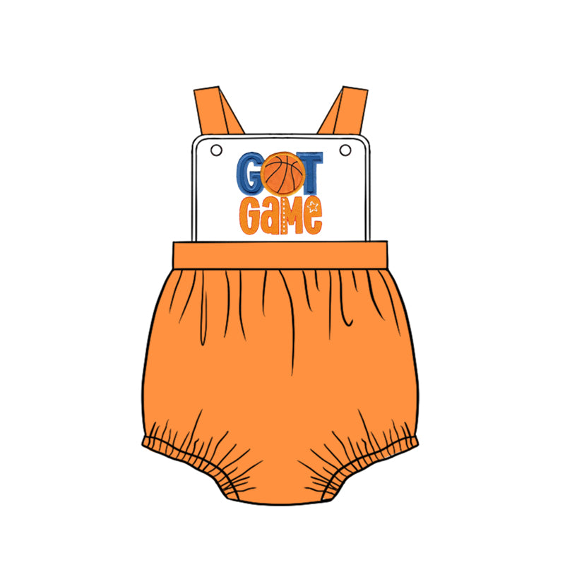 preorder SR0625 Got game basketball orange sleeveless boys romper