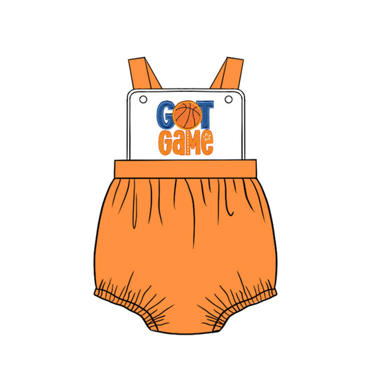 preorder SR0625 Got game basketball orange sleeveless boys romper