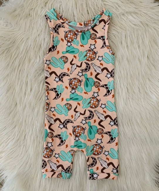 preorder SR0627 Western cow cactus sleeveless boys romper