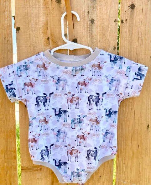 preorder SR0627 Farm animals cow short sleeve kids romper