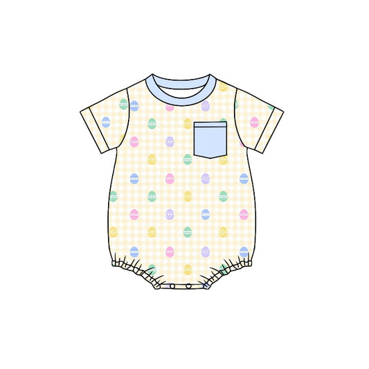 preorder SR0657 Easter egg blue short sleeve boys romper