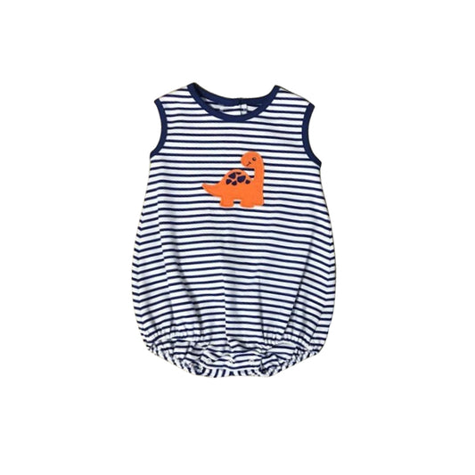 preorder SR0684 Cartoon dinosaur blue striped sleeveless boys romper