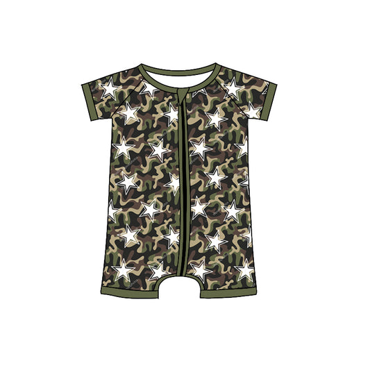 preorder SR0698 Star camo green short sleeve boys romper