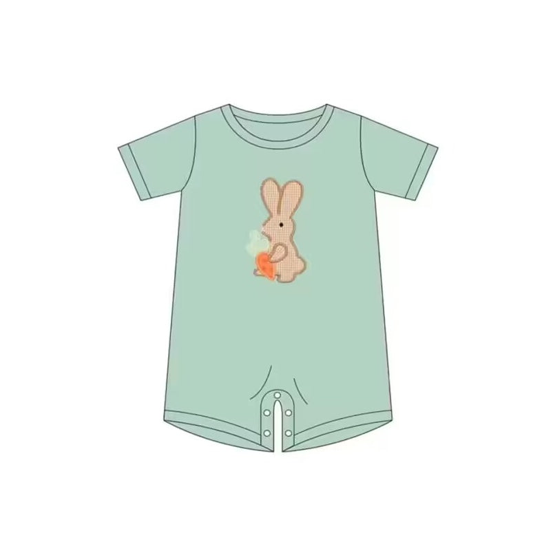 preorder SR0720 Easter rabbit carrot green short sleeve boys romper