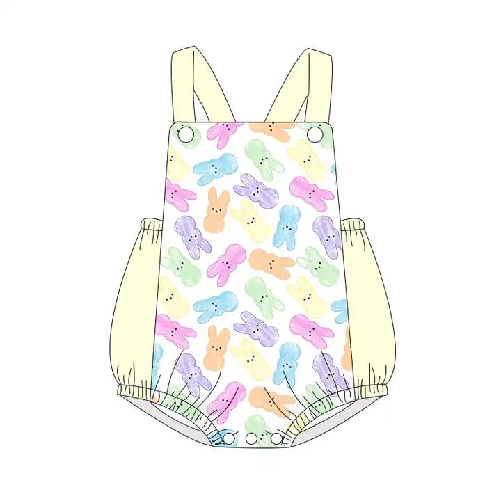 preorder SR0721 Easter colorful rabbit sleeveless girls romper