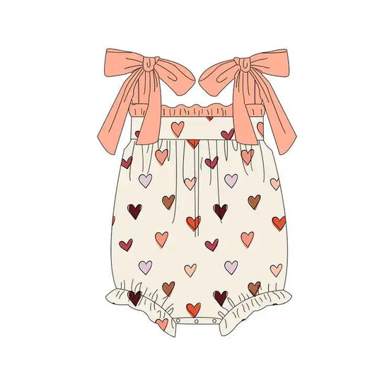 preorder SR0728 Valentine's Day heart orange sleeveless girls romper