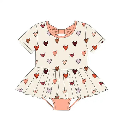 preorder SR0729 Valentine's Day heart short sleeve girls romper