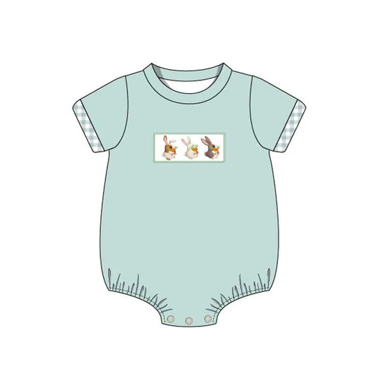 preorder SR0734 Easter rabbit carrot green short sleeve boys romper