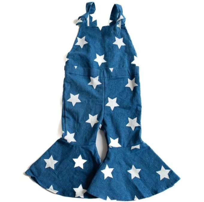 preorder SR0760 July 4th Star Blue Sleeveless Girls Jumpsuit