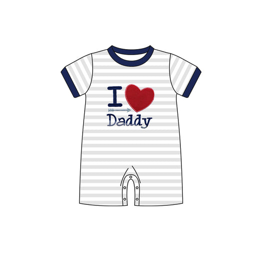 preorder SR0772 I Love Daddy Striped Short Sleeve Boys Romper