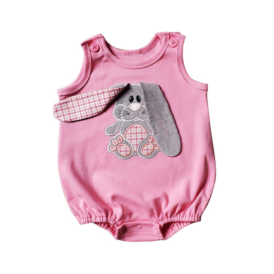 preorder SR0779 Easter Rabbit Pink Sleeveless Girls Romper