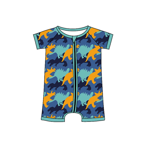 preorder SR0783 Dinosaur Blue Short Sleeve Boys Romper