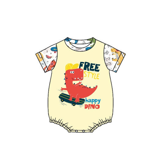 preorder SR0858 Free Style Happy Dinosaur Short Sleeve Boys Romper