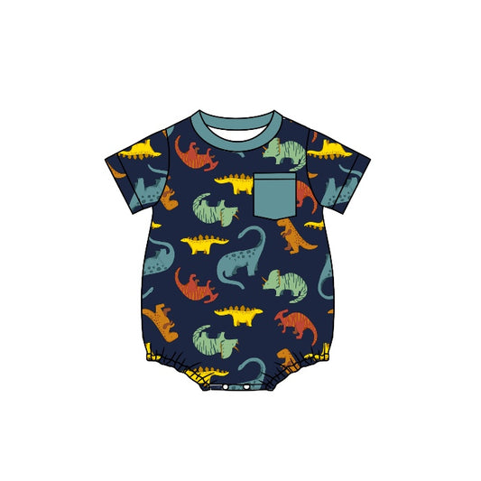 preorder SR0859 Colorful Dinosaur Short Sleeve Boys Romper