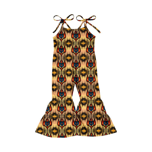 preorder SR0861 Western Aztec Brown Girls Jumpsuits