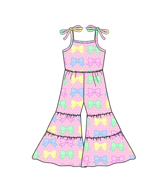 preorder SR0871 Colorful Bowknot Pink Girls Jumpsuits