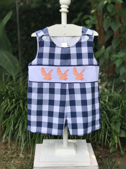 preorder SR0960 Eagle Navy Checkered Sleeveless Boys Romper