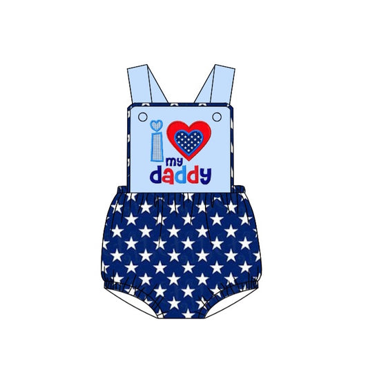 preorder SR0991 I Love My Daddy Blue Star Sleeveless Boys Romper