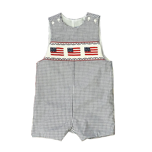 preorder SR1001 July 4th Flag Black Checkered Sleeveless Boys Romper