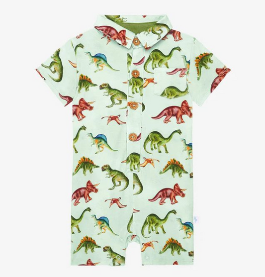 preorder SR1046 Dinosaur green short sleeve boys romper
