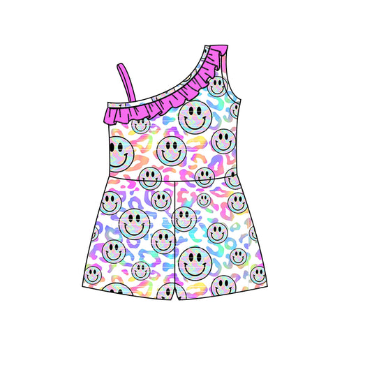 preorder SR1055 Colorful smile leopard hot pink girls jumpsuits