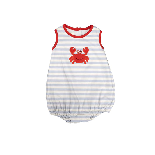 preorder SR1075 Crab striped red sleeveless boys romper