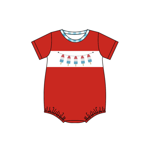 preorder SR1107 July 4th Ice red short sleeve boys romper