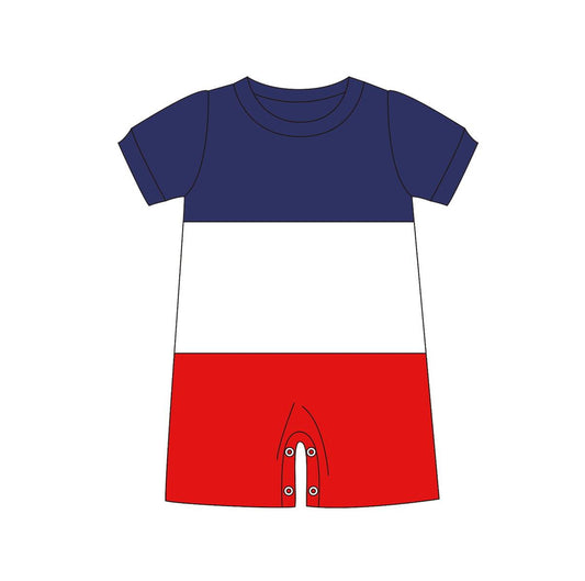 preorder SR1125 July 4th red white navy short sleeve boys romper